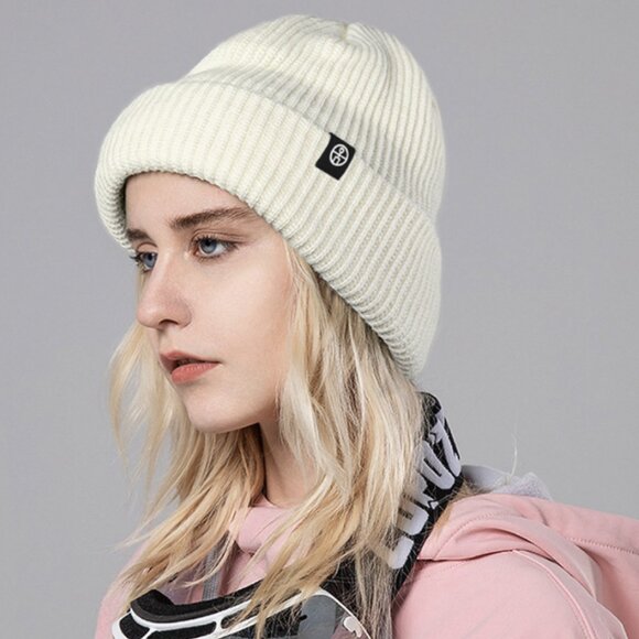 Accessories - Men Women unisex Classic Ribbed Knit Beanie 2pcs-(White +Pink )